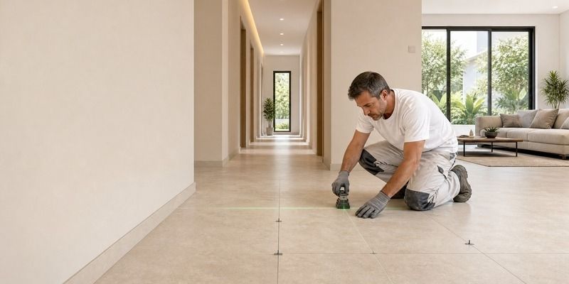 Antalya zemin fayans döşeme ustası — salon zemininde 60x120 rektifiye porselen uygulaması